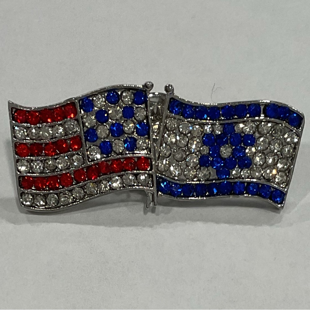 USA & Israel Patriotic Friendship Flag Pin with Crystals